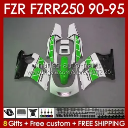 Zestaw Fairings dla Yamaha FZRR FZR 250R 250RR FZR 250 FZR250R 143NO.97 FZR-250 FZR250 R RR 1990 1992 1993 1994 1995 FZR250RR FZR-250R 90 91 92 93 94 95 Green Stock Body Green Stock