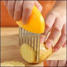 Stainless Steel Potato Crinkle Cutter French Fries Cuter Chip Slicer Wavy Knife Kitchen Vegetable Shredder Cutting Tools Drop Delivery 2021