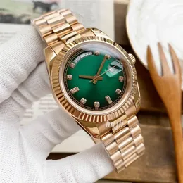 menwatch Orologi da uomo Orologio meccanico automatico con diamanti, orologio da polso alla moda in oro rosa, completamente in acciaio inossidabile, quadrante verde da 41 mm