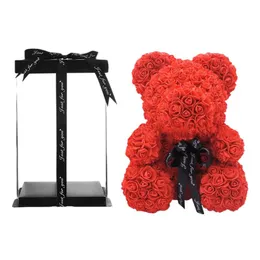 Fiori decorativi ghirlande cm orsacchiotto CM con scatola artificiale PE Flower Bear Rose's San Valentino per la fidanzata Donne Mother's Giftsdec