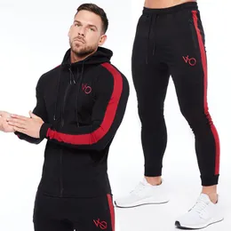 Men's Tracksuits Men's Gym Fitness Jogger Sports Suit Zipper Coat Cotton Casual Hoodies Training Hoodie Men Trousers Sportswear Sweatpan