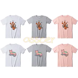 Мода Бренд Мужчины и женские футболки Дизайнер Cat Print Tees Высокое Качество Коротким Рукавом Хлопковая футболка Мужская Одежда Азиатский Размер M-2XL