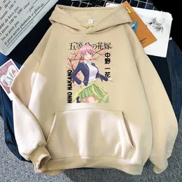 Kvinnors hoodies tröjor anime de kvintessentiella kvintuplets nino tryck kvinnor pullover streetwear harajuku kawaii klädväter