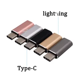 USB C Adapter för ljus Ning Kvinna till USB-typ C Manlig Adapter Converter Typ C laddning Data Kabelanslutning till iPhone Samsung Huawei