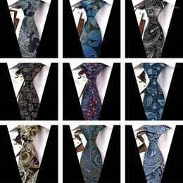 Bow Ties YISHLINE TOP Mens Tie 7CM Paisley Thick 1200 Needles Man Neck Neckties Black Blue Bridegroom Wedding Men BUSINESS Donn22