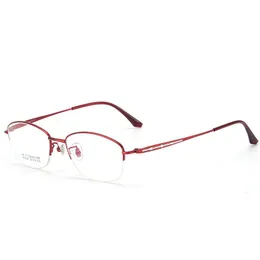 أزياء النظارات الشمسية إطارات نقية التيتانيوم رفيعة سيدة قصر النظر Presbyopia نظارات سوبر ضوء نصف الإطار وصفة طبية Oculos de Grau Femininof