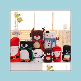 Blankets Home Textiles Garden Ll Cartoon Christmas Flannel Blanket Foldable Santa Claus Snowman Penguin Deer Pattern Carpet Was Dqv