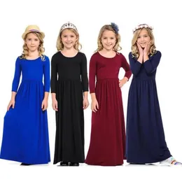 Vestidos de menina Bohemia Beach Party Girls Maxi Dress Sleeve Casual Long Girl Kidgirl's