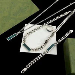 22SS Schmuck 925 Silber G Buchstabe Grün Emaille Anhänger Halskette Herren- und Damenmode Armband Weihnachtsgeschenk