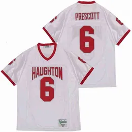 Chen37 Men Men Football Haughton High School Jersey 6 Dak Prescott Team Away White Pure Coton