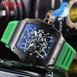 Top Quality Men Watch 43mm Full Function Stopwatch Black Blue Rubber Clock Luxury Quartz President Day Date Whole And Retail W263e