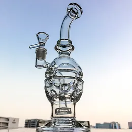 Wholesale Showerhead Faberge Egg Recycler Perc Hookahs Swiss Percolator 14.5mm Female Joint Style Bongs Water Pipe With Glass Bowl Oil Dab Rigs Hookah MFE01