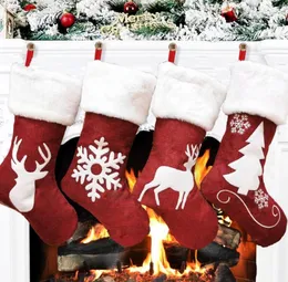 46 cm julstrumpa hängande strumpor Xmas rustik personlig strumpa-jul snöflinga dekorationer familjefest semester leveranser sn6695