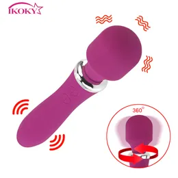 Ikoky dildo vagina vibratorer Dual Motors Massager Magic Wand AV Vibrator G vibrerande klitoris Stimulator Sexiga leksaker för kvinna