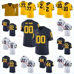 2022 NCAA Niestandardowe Michigan Wolverines zszyty piłka nożna 83 Zach Gentry Jersey 86 Jehu Chesson 52 Mason Cole 9 Donovan Peoples-Jones 43 Chris Worm Koszulki