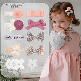 Hair Accessories 2pcs Baby Girls Cute Hairpins Lace Clips Bow Barrettes Slid Clip Pearl Pin Fashion Babies For Kids