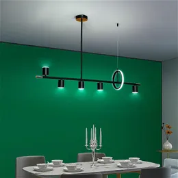 Pendelleuchten Modernes minimalistisches Restaurant LED-Kronleuchter Nordic Art Schwarz Lange dimmbare Hängelampe Kücheninsel Arbeitszimmer Café Indoor Fixtu