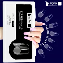 Beautilux Express Nails Soak Off 부드러운 트레이스리스 젤 팁 DIY 네일 아트 가짜 손톱 전체 커버 아메리칸 캡슐 552pcs 220726