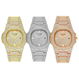 Top Brand High Quality Brass Bling Quartz Men Watch Reloj Shiny Hip Hop Gold Diamond Iced Out WatchBCMG