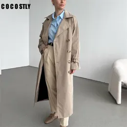 Trenchcoat für Damen, lange Ärmel, Gürtel, zweireihig, Damen-Windjacke, Casaco feminino 220812