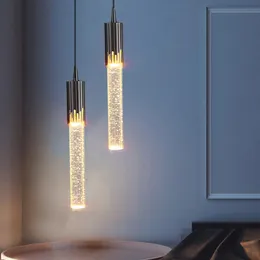 Pendelleuchten Gold LED Kronleuchter Kristallröhre Lampe Einzel Doppelkopf hängend Schlafzimmer Esszimmer Shop Bar Cafe DroplightPendant