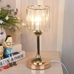 Tischlampen Kristall Schreibtischlampe USB-Ladebeleuchtung Leuchte für Wohnzimmer Dekoration Schlafzimmer Nachttisch Gold Schwarz Nachttischlampe