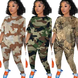 2022 Plus Size S-4xl Designer Summer Women Brand Tute Camouflage Abiti T-shirt a maniche corte Pantaloncini 2 pezzi Set Abbigliamento sportivo casual