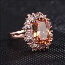 Ekopdee Romantic Dainty Cubic Zirconia Engagement Rings for Women Rose Gold Color Zircon Justerbar metallring Kvinnsmycken 220728