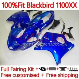 Spritzgusskörper für HONDA Blackbird CBR 1100 CBR1100 XX CC 1100XX 96-07 109No.58 CBR1100XX 96 97 98 99 00 01 1100CC 2002 2003 2004 2005 2006 2007 Verkleidung glänzend blau