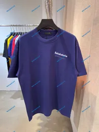 デザイナーメンパリTシャツ夏半袖ブルーシャツトップラウンドネックコットントップ女性フーディーカジュアルポロ