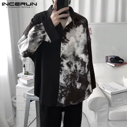 Männer Casual Shirt Frühling Drucken Patchwork Revers Langarm Streetwear Tops Koreanische Lose Mode Shirts Camisas 5XL INCERUN 7 220623