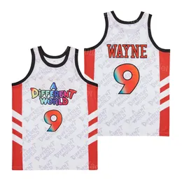 Film Basketball TV-Serie A Different World Jersey 9 Dwayne Wayne Uniform HipHop Alle Nähte Team Weiß Farbe Universität Hip Hop Atmungsaktiv Für Sportfans HipHop
