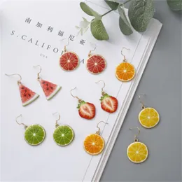 Baumeln Kronleuchter Obst Ohrringe Lebensmittel Erdbeere Tropfen Für Frauen Mädchen Weibliche Acryl Wassermelone Ohrring Kiwi Orange Schmuck