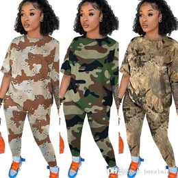 Дизайнерские костюмы jogger плюс размер 4xl Summer Women Brand Cressuits Camouflage наряды футболки с коротким рукавом.