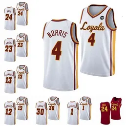 A001 Loyola Ramblers 2022 camisa de basquete universitária Tate Hall Keith Clemons Jacob Hutson Chris Knight Marquise Kennedy Krutwig Williamson Ryan