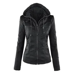 Nya kvinnor Autumn Winter Faux Soft Leather Jackets rockar Lady Black Pu Zipper Epaule Motorcykel Streetwear T200828