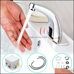 Badrumsmatiskt infraröd handfat Hands Touchless kran Sensor Tap Cold Water Spara induktiv elektrisk bassäng Mixer Drop Leverans 2021 FAUCETS F