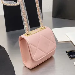 Toptan Trend Klasik Mini Flep Crossbody Çanta Kare Kuzu Dinek Şeker Renk Renkli Diamond Ridge Dokuma Altın Zincir Ayarlanabilir Omuz Kayışı Tasarımcısı