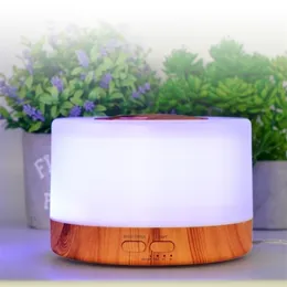Essential Oil Diffuser luftfuktare Wood Aroma 500 ml Hem Desktop Air Mist Maker med LED Night Lamp Y200113