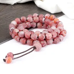 Beaded Strands 8MM Red Weathered Stone Multilayer Bracelet High Quality Natural 80 Beads Pendant Necklace Women Meditation Bangle Jewelry La