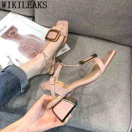 Pink Sandals Open Toe Heels Patent Leather Women Sexy Womens Shoes Summer Fashion 2022 Zapatos De Mujer Buty Damskie220513
