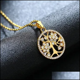 Pendant Necklaces Pendants Jewelry Tree Of Life Necklace For Women Trendy Crystal Gold/Sier Color Nordic Talisman Bijoux Femme1 Drop Deliv
