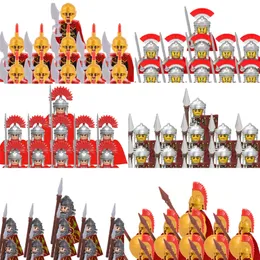 Medeltiden Roman Empire Spartan Crusader Mini Medieval Soldier Figures Model Building Blocks Bricks Toys Gift for Children 220715