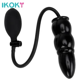 Ikoky enchufe anal inflable con bomba silicona productos para adultos juguetes sexuales anal para mujeres masajeador de tapón de tope expandible 220812