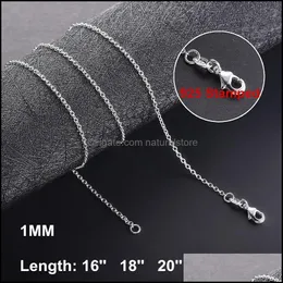 Ketten Halsketten Anhänger Schmuck 1mm 925 Sterling Silber Link Für Frauen Anhänger Hummer Verschlüsse Rolo Kette Mode DIY Zubehör 16 18 20