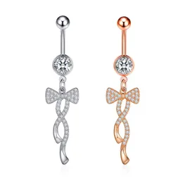 Sexy Securical Steel Crystal Cyrkon Kwiat Serca Liść Bow-Knot Dangle Button Pępek Piercing Ring Belly Ring Body Jewelry