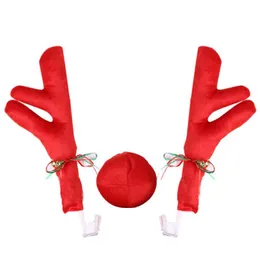 Dekoracje wnętrz świąteczne łosie poroża kostiumy nosowy Zestaw Rudolf Red Reindeer Moose Xmas Dekoracja dla ciężarówki samochodowej Universalinterio