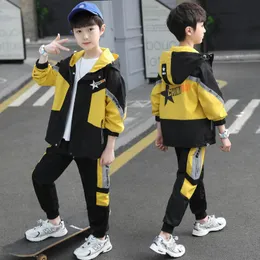 Clothing Sets High Quality Fashion Kids Autumn Suit Boys Hoodies And Pants Windproof Trench Coat Luminous Long Sleeve 2 Pcs SetClothing