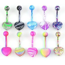 Rostfritt stål Belly Ring Paint Heart Belly Ring Navel Bell Button Rings Studs Fashion Body Jewelry