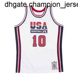 新しい商品安いUSAバスケットボールクライドドレクスラーWHT 1992ドリームチームトップジャージーベストステッチスローバックバスケットボールジャージベスト